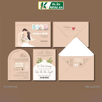 BTN101-323 - Thiệp cưới dạng ngang 17.6x12.6cm chất liệu Giấy Kem NK230g