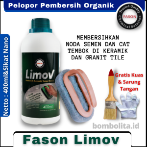 Pembersih Keramik Noda Semen Fason Limov 400ml dan Sikat Nano