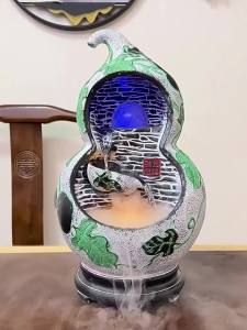 Gourd Wealth-Attracting Water Fountain Ornament Circulating Water Feature Chinese Style Office Living Room Decoration Feng Shui Wheel Opening Gift
