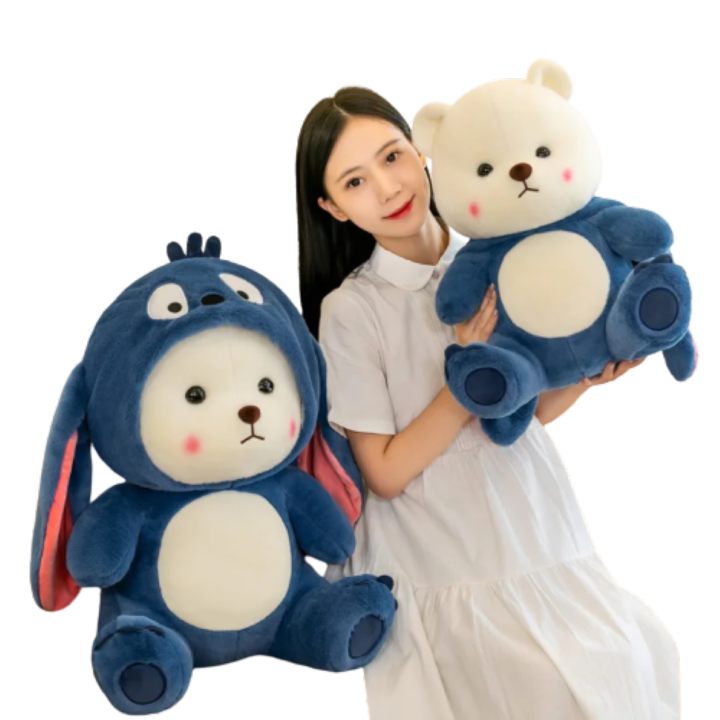 Boneka Beruang Hoodie Losto Panda Viral Ukuran Jumbo 45cm Plush