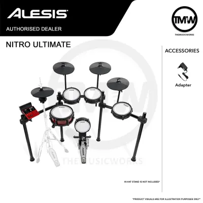 Alesis Nitro Ultimate 9-piece Electronic Drums Nitro Series Dual Zone Pads and Cymbals [LIMITED STOCK]