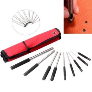 OWNNEW 9Pcs Thép có độ cứng cao Bộ đục lỗ chốt cuộn Cấp độ chuyên nghiệp Hộp đựng Đục lỗ đầu rỗng Công cụ bảo trì Dụng cụ cầm tay Công cụ tháo ghim Bảo trì máy móc