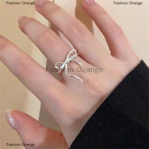 [COD] Fashion Change 2Pcs Fashion Bow Ribbon Rings For Women Girls Sweet Cute Geometric Bow Opening Adjustable Rings Wedding Party Jewelry Gifts