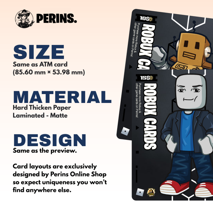 Physical Robux Packs Roblox (Robux 800 / 1200 / 2100 / 4500) - Redeemable Physical Gift ...