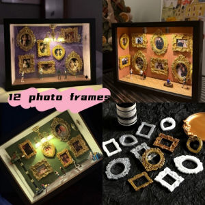 12PCS DIY Household Decoration Resin Picture Frame Ornament House Accessories Set Mini Albums