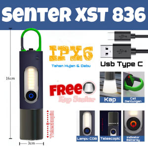 Senter Tangan LED Multifungsi Super Terang 4 Mode Bisa Zoom Telescopic Type C IPX6 - CTShop