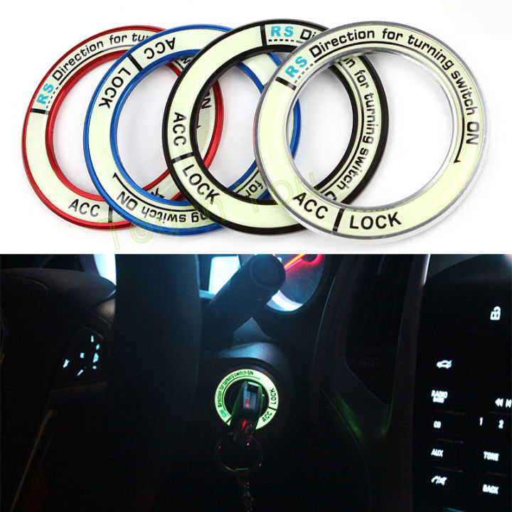1x Aluminum Alloy Luminous Ignition Key Ring Switch Cover Interior