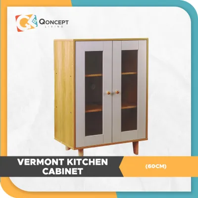 Qoncept Living Vermont Kitchen Dinnerware Glass Cabinet 60cm