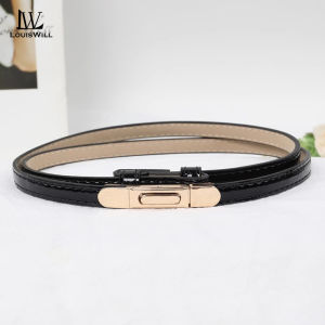 LouisWill Fashion Women Belts Thin Belt Elegant Golden Buckle Design Adjustable Girls Ladies Long Straps Waistbands Dress Coat Alloy Buckle Decorations