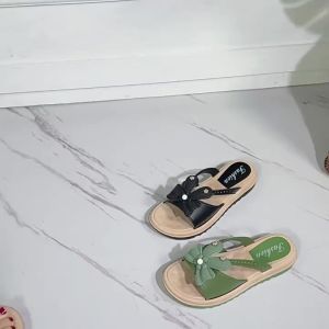 Bowknot Slippers For Women Summer Outdoor Wear Ins Trendy New Thick-Soled Non-Slip Slide Sandals Soft-Soled Vacation Beach Sandals