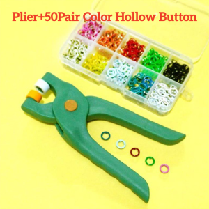 100Pair Snap Button Plier Set Metal Automatic Button Snap Kit for Sewing Clothing Leather Crafting