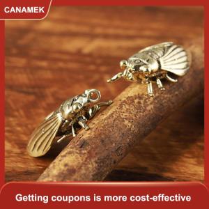 【CANAMEK】 Giả đồng thau con ve sầu đúc tượng mini động vật kim loại figurine móc chìa khóa nhà