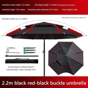 Outdoor Black Red umbrella 50 plus UPF sun protection 360 tilt patio umbrella UV sun shade umbrella for garden