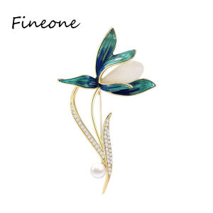 Vintage Green Leaves Flower Brooch For Women Elegant Rhinestone Imitation Pearl Floral Pins Banquet Badge Wedding Jewelry
