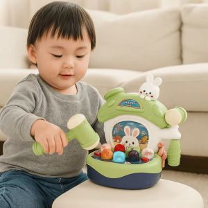 ABBAD Whack-a-mole Mini Groundhog Toys with Hammer Plastics Mole Hammering Game Childrens Knocking Toy Durable Interactive Fun Floor Mice Toys Educational Developmental