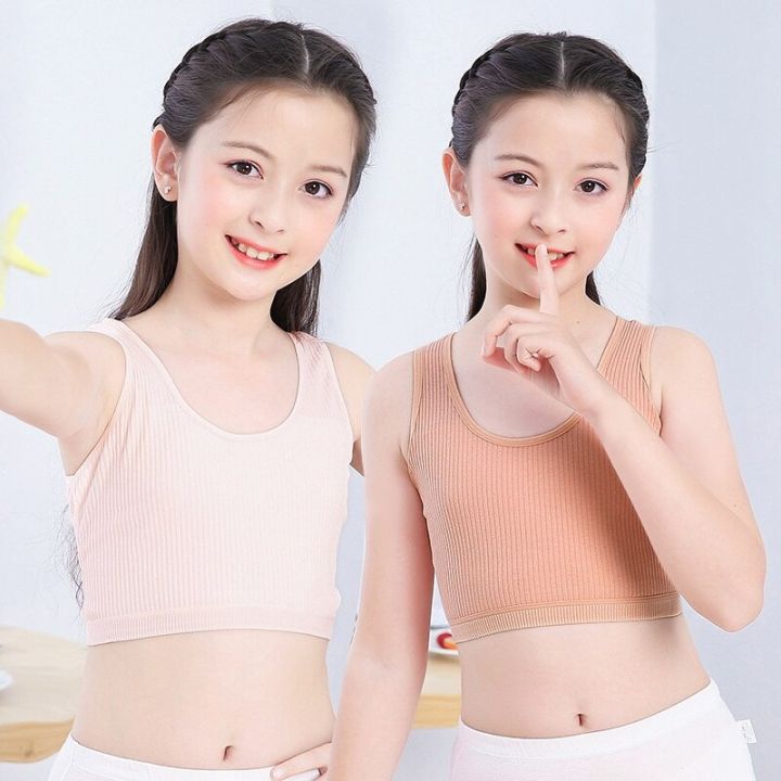 3Pcs Cotton Girls Bra Teens Training Bra Summer Teenage Underwear Kids Vest  Bra