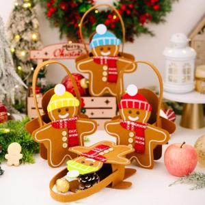 SHENGHAOS Christmas Gifts Bags Cute Gingerbread Man Storage Bags Chocolate Cookies Candy Handbags For Christmas Birthday Party Decoration