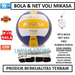 PAKET BOLA VOLI MIKASA 2200 NET VOLI MIKASA GOLD - bola volly asIi - Volleyball empuk