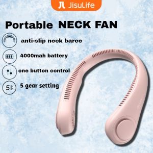 JISULIFE Handheld Fan NECK FAN Portable Bladeless Mini Fan Recharable 100 Level Adjustment With Strong Wind Cooler