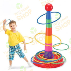 Kids Throw Plastic Circle Ferrule Stacked Layers Toy Outdoor Fun Hoop Ring Toss Game Parent-child Interaction Sport Toys