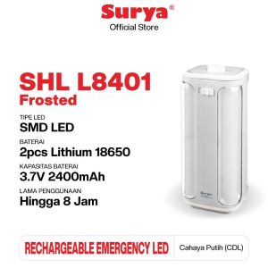 Surya Lampu Emergency Petromak 3 Sisi SHL L8401 Frosted SMD 84 LED Light Led Rechargeable