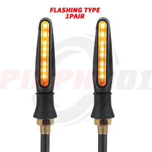 E&M 2pcs Motorcycle Universal Turn Signal Lamp Sequential Flowing/Flashing Bendable Motorbike Indicator Amber Light