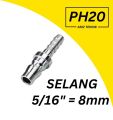 Coupler Selang Steam Sambungan Selang Angin Kompresor Model Plug Ukuran Nepel Selang 5/16" (8mm). 