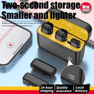 Wireless Lavalier Microphone with Charging Case Mini Video Recording Microphones Portable Audio Record Mics For iPhone Android