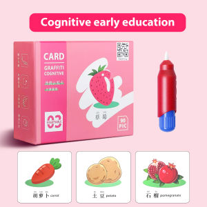 [COD] Doodle Flash Card Kids Early Education Card Fruit Animal Erasable Reuse Toy Gift  For 2-6 Age