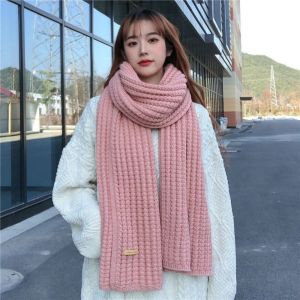 5210A Thickening Thermal Neck Warmer Fashion Bib Winter Scarves Couple Warm Neck Cover Windproof Knitting Scarf Men Women