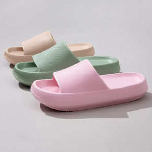 [Candy style] 4CM thick-soled slippers female couple bathing and stepping on shit feeling non-slip household outdoor male drag batch
