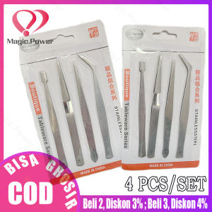 pinset tweezer stenlis alat serbaguna isi 1/3/4/6 pcs /set pinset murah