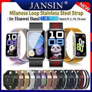 Đối với for huawei band 10 mới Dây đeo bằng thép không gỉ Milanese Loop cho Huawei Watch Fit 2 /Fit/Fit new Vòng tay kim loại for huawei band 9 8 7 Band 6 Pro