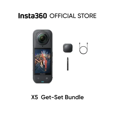 Insta360 X5 - Waterproof 8K 360° Action Camera Leading Low Light Invisible Selfie Stick Effect Rugged and Replaceable Lens 3-Hour Battery Built-in Wind Guard Stabilization Triple AI Chip Design