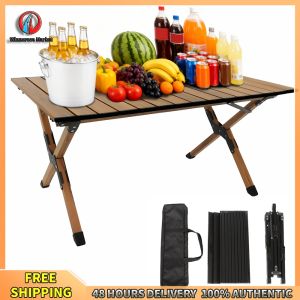 Winnereco Lightweight Aluminum Camping Table with Roll-Up Surface for Hiking Camping and Outdoor Picnic Use