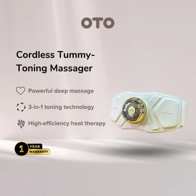 OTO Trimax Pro 3-in-1 Cordless Abdominal Massager Belt with Deep Kneading Heat and Red Light Therapy