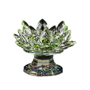NCNC(OKDEALS01) Tall Feet Quartz Crystal Lotus Lotus Flower Multicolor Lotus Candlestick Holder Tabletop Crafts Purity Tall Feet Lotus Figurines Buddhist Candlestick