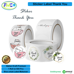 Sticker Label Produk Thanks You Stiker Tempel Packing Bungkus Makanan Online Serbaguna