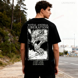 Total Animal Liberation Vegan Animal Rights Shirt Punk Style Men Women Backprint Tshirt Harajuku Vintage O-neck Hot Sale Tops