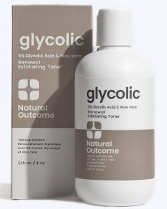 Natural Outcome Glycolic Acid Toner 5% for Face Gentle Exfoliating Toner - with Aloe Vera & Quinoa Extract Advance Toning Solution Rejuvenates Skin & Minimizes Pore Appearance 8 oz