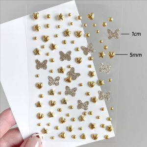 Stick-on Fake Nose/Lip/Eyebrow Stud 3D Metal Ball Star Heart Temporary Face Gems Non-Piercing Face Jewelry Sticker Festival Makeup
