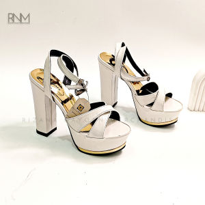 Heels 13 cm Silang Glossy List Gold RNM High Heels Wanita Sepatu Hak Tinggi RNM.Market