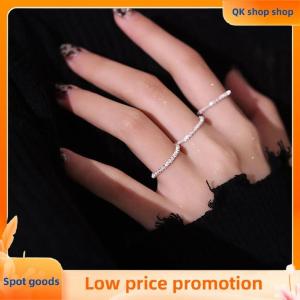 ✨QK shop✨ Chic Minimalist Silver Color Shiny Rings For Women Adjustable Ring Personality Fine Fashion Jewelry Wedding Party Gift