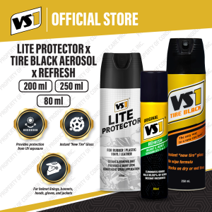 VS1 Lite 200ml + Tire Black 250ml + Refresh 80ml Bundle | Tire Shine | Motorcycle Tire Dressing | Motorcycle Protector Spray