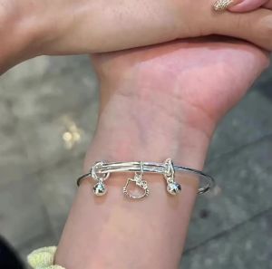 New kt Cat Bell Bracelet Simple All-Match Hello Tag Push Pull Bracelet Girlfriends Gift Girlfriend Gift