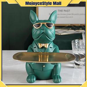 【MOJOYCE】 Bulldog Storage Tray Key Holder ถาดตกแต่งรูปแกะสลักถาดถาดตลกสุนัขแกะสลักรูปแกะสลักสำหรับห้องนั่งเล่นเข้า