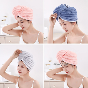 Thickened Hair Quick Dry Towel Hair Cap Coral Velvet Hair-drying Cap Bathroom For Women Hair Cap Turban Wrap Towel Hat Bathroom