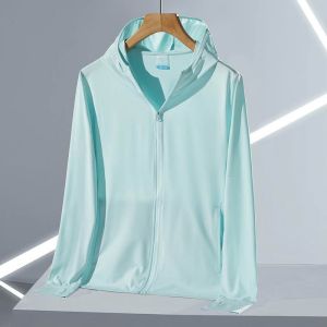 ชุดป้องกันแสงแดดสำหรับผู้ชายชุดเสื้อแจ็กเก็ตบาง้ำแข็งการป้องกันแสงแดดสำหรับชาวประมงกันรังสียูวีและระบายอากาศได้ดีสำหรับฤดูร้อนแจ็คเก็ตน้ำหนักเบา