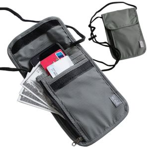 VOYUE Waterproof RFID Passport ID Bag Nylon Multi-Functional Document Pouch Portable Neck Wallet Travel