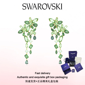 ♈Swarovski♈ Fashion Womens Jewelry New Gold Plated Mixed Cut Green Crystal Gem Gema Teardrop Ear Jewelry Ornaments Valentines Day Gift Birthday Gift Free Genuine Gift Box